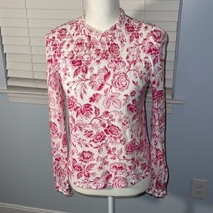 Lucky brand size xs pink and white flower long sleeve top